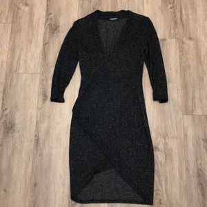 Dark Grey Fashion Nova Cozy Wrap Dress